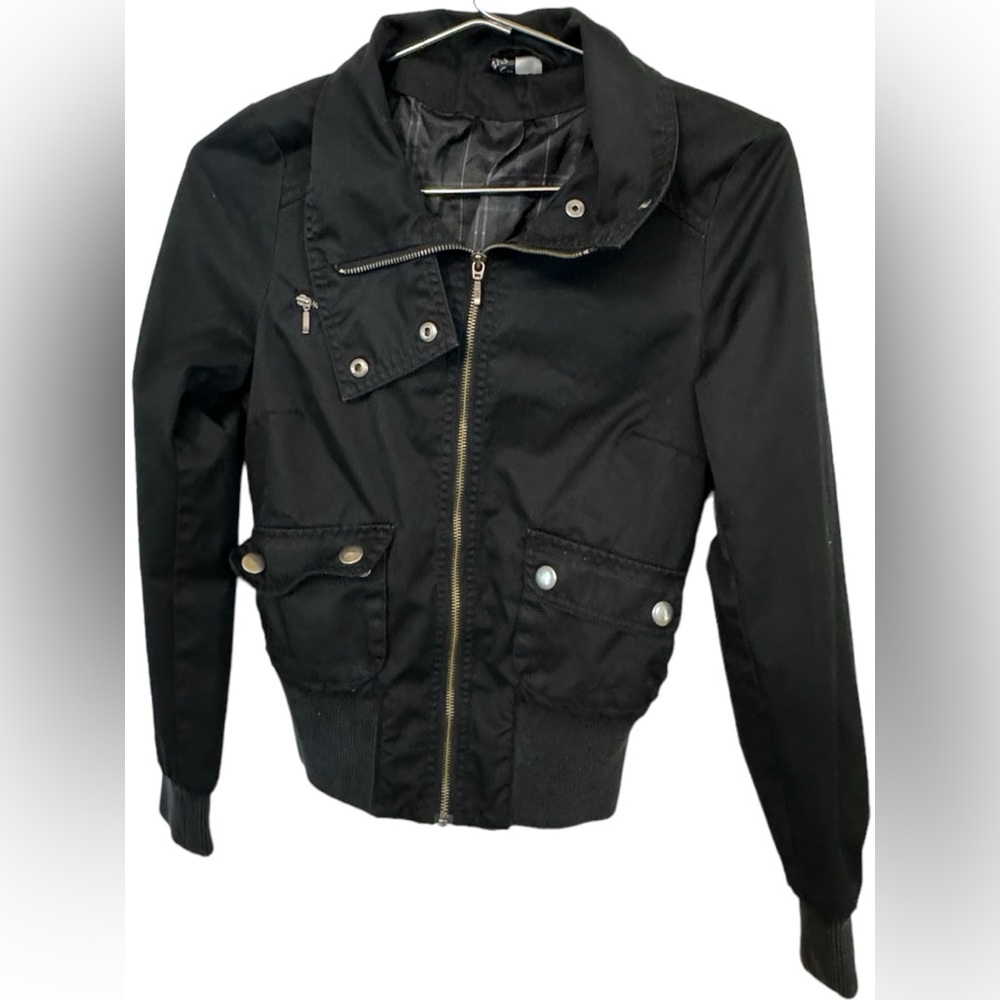Retro Black H&M Women’s S Lightweight 80s Vibe Moto Jacket MINTY